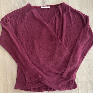 Lulus LUSH Burgundy Front-Wrap Sweater Women’s L